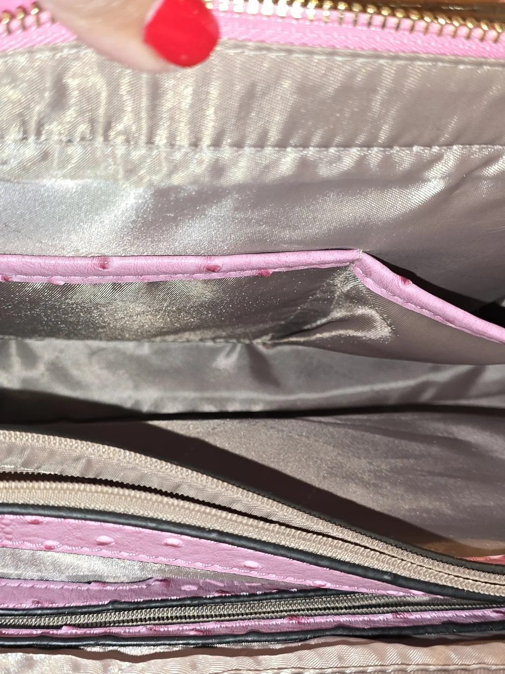Dasein Structured Pink Faux Ostrich & Crocodile Embossed Satchel Handbag